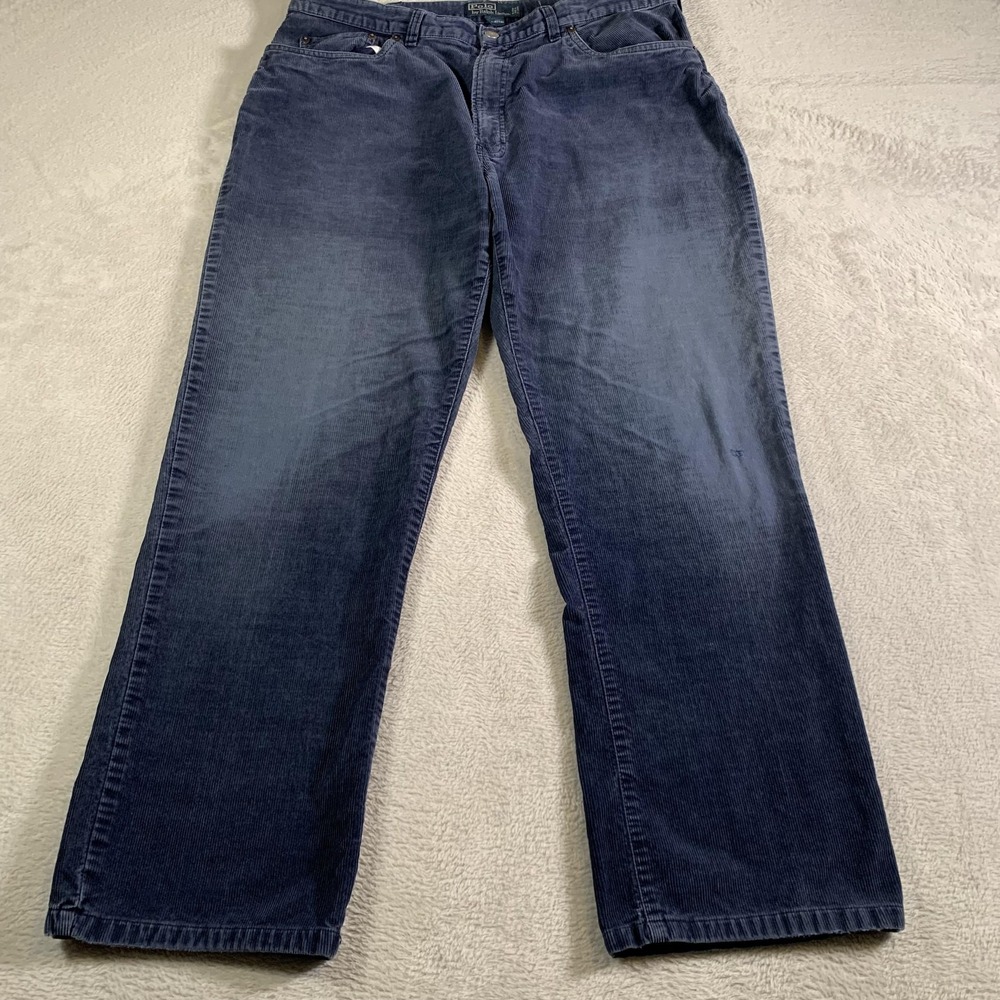 Vintage Polo Ralph Lauren Pants‎ Mens 36x30(36x29) Blue Corduroy Dungarees 90s